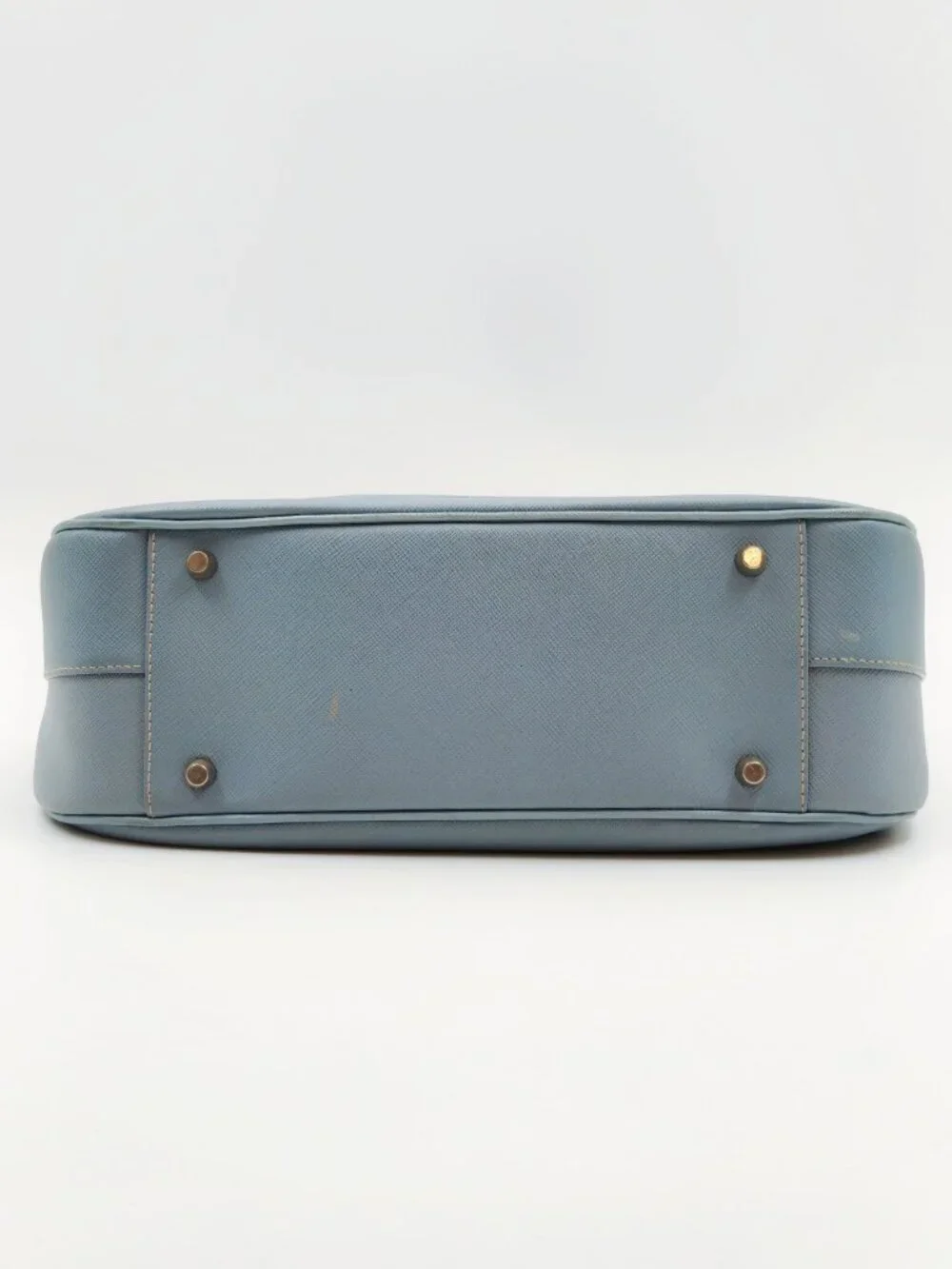 Prada Saffiano Lux Light Blue Leather Shoulder Bag Hobo Purse Silver Hardware